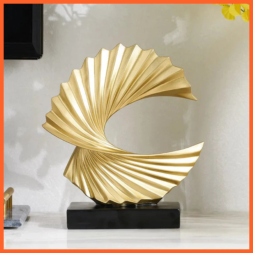 Modern Decor Abstract Sculpture Resin Art Golden Statue | Living Room Home Decoration Accessories