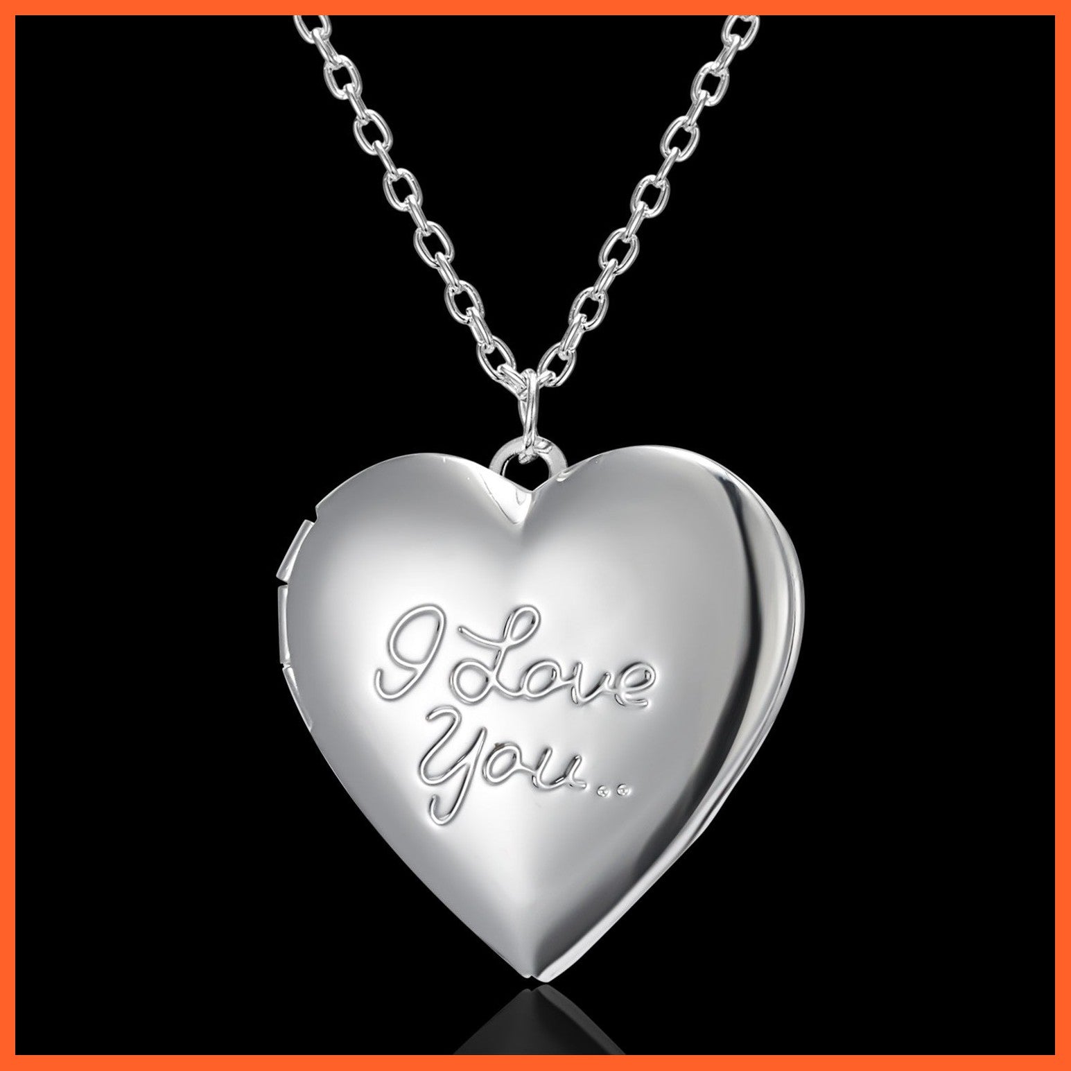 Carved Design Love Necklace Personalized Heart-Shaped Photo Frame Pendant Necklace For Women Family Jewelry For Valentine'S Day