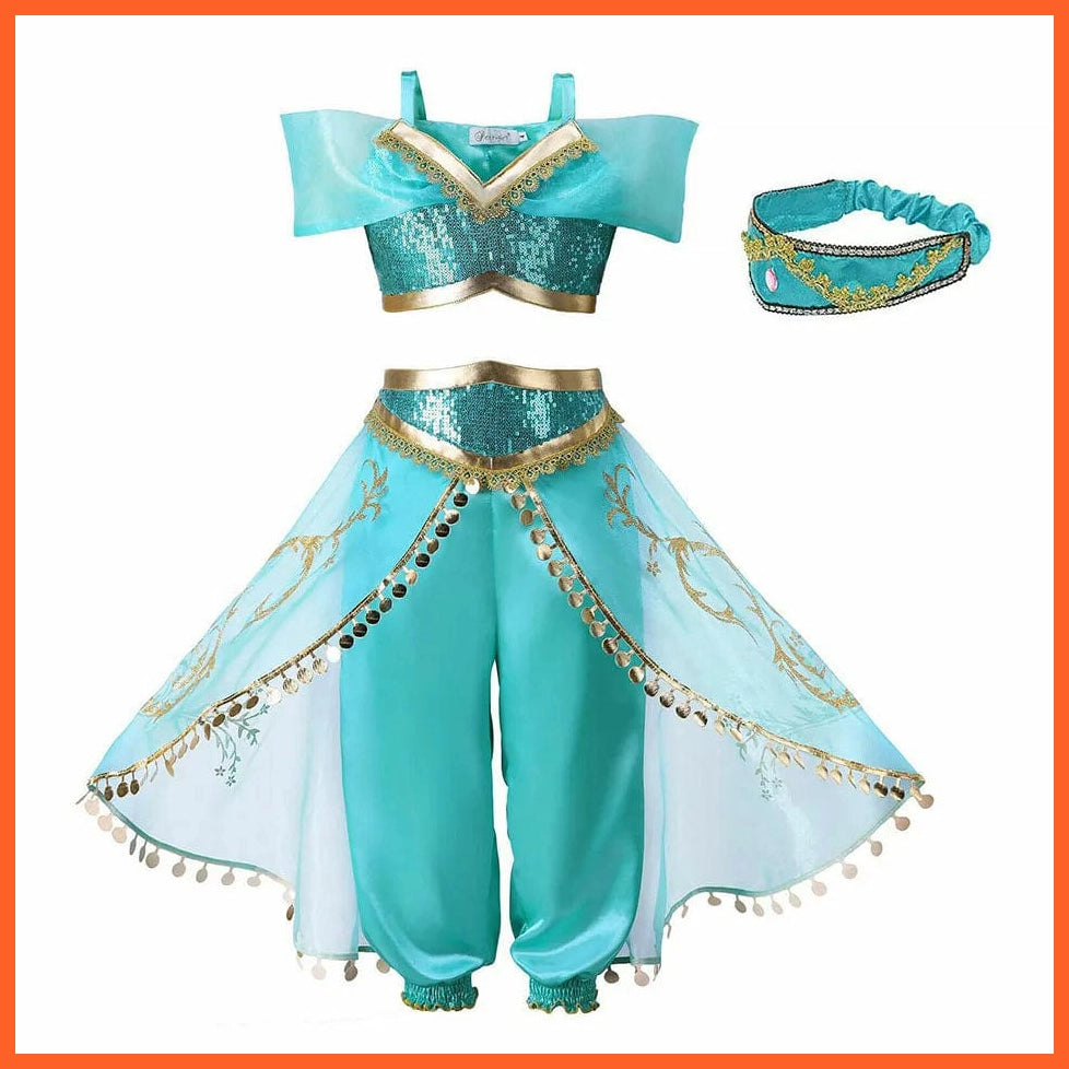 whatagift.com.au Jasmine 1 / 2T (Size 100) Girls Aladdin Jasmine Dress  | Halloween Carnival Cosplay Party Costume