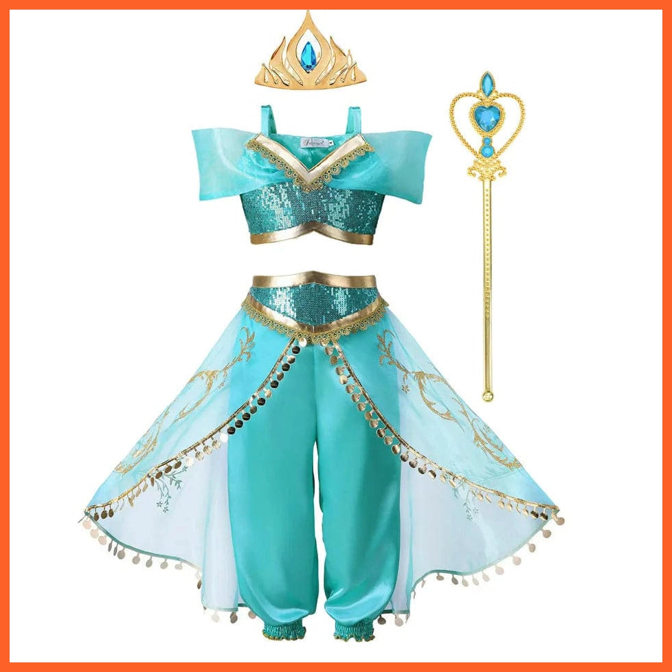 whatagift.com.au Jasmine 2 / 2T (Size 100) Girls Aladdin Jasmine Dress  | Halloween Carnival Cosplay Party Costume