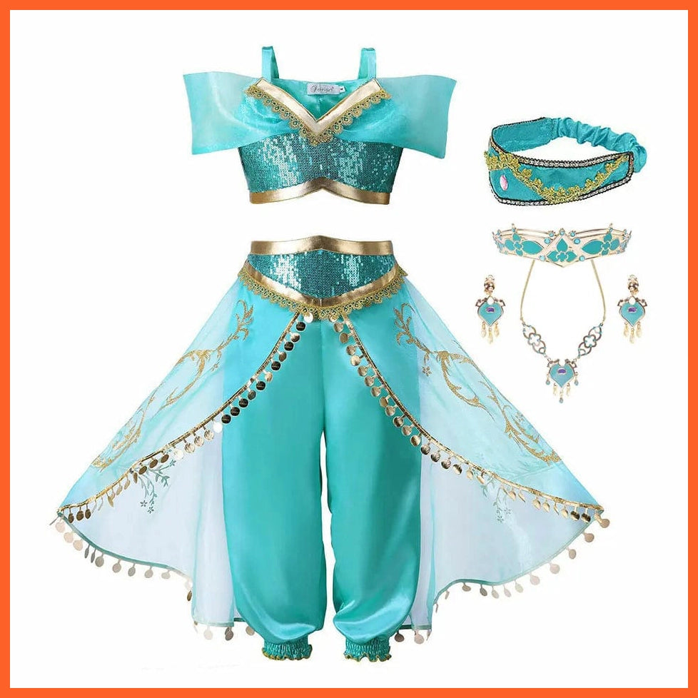whatagift.com.au Jasmine 3 / 2T (Size 100) Girls Aladdin Jasmine Dress  | Halloween Carnival Cosplay Party Costume