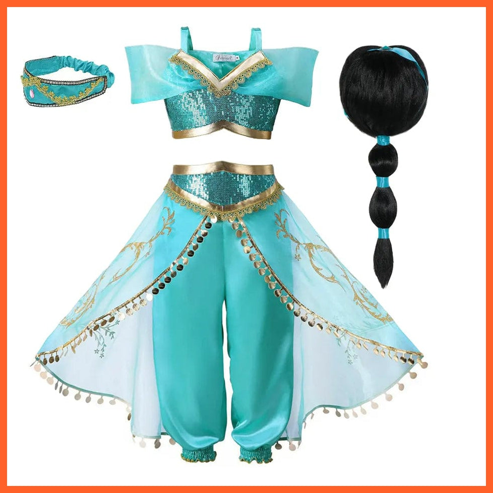 whatagift.com.au Jasmine 5 / 2T (Size 100) Girls Aladdin Jasmine Dress  | Halloween Carnival Cosplay Party Costume