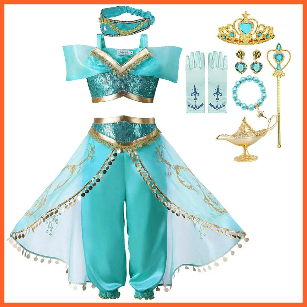 whatagift.com.au Jasmine 7 / 2T (Size 100) Girls Aladdin Jasmine Dress  | Halloween Carnival Cosplay Party Costume