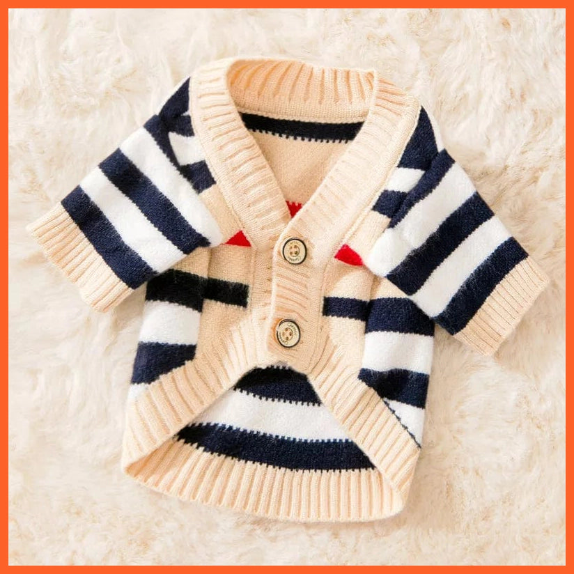 whatagift.com.au Striped Knitted Sweater Coat for Puppies and Kittens | Winter Clothes for Pet, Dog, Cat