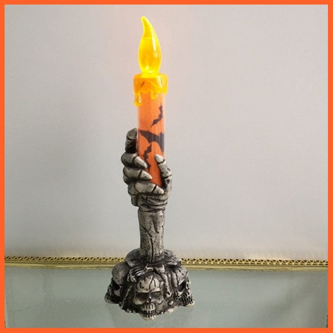 whatagift.com.au 1048-01 LED Candle Halloween Decoration Lights | Pumpkin Candlestick Lamp | Halloween Carnival Party Decoration Props