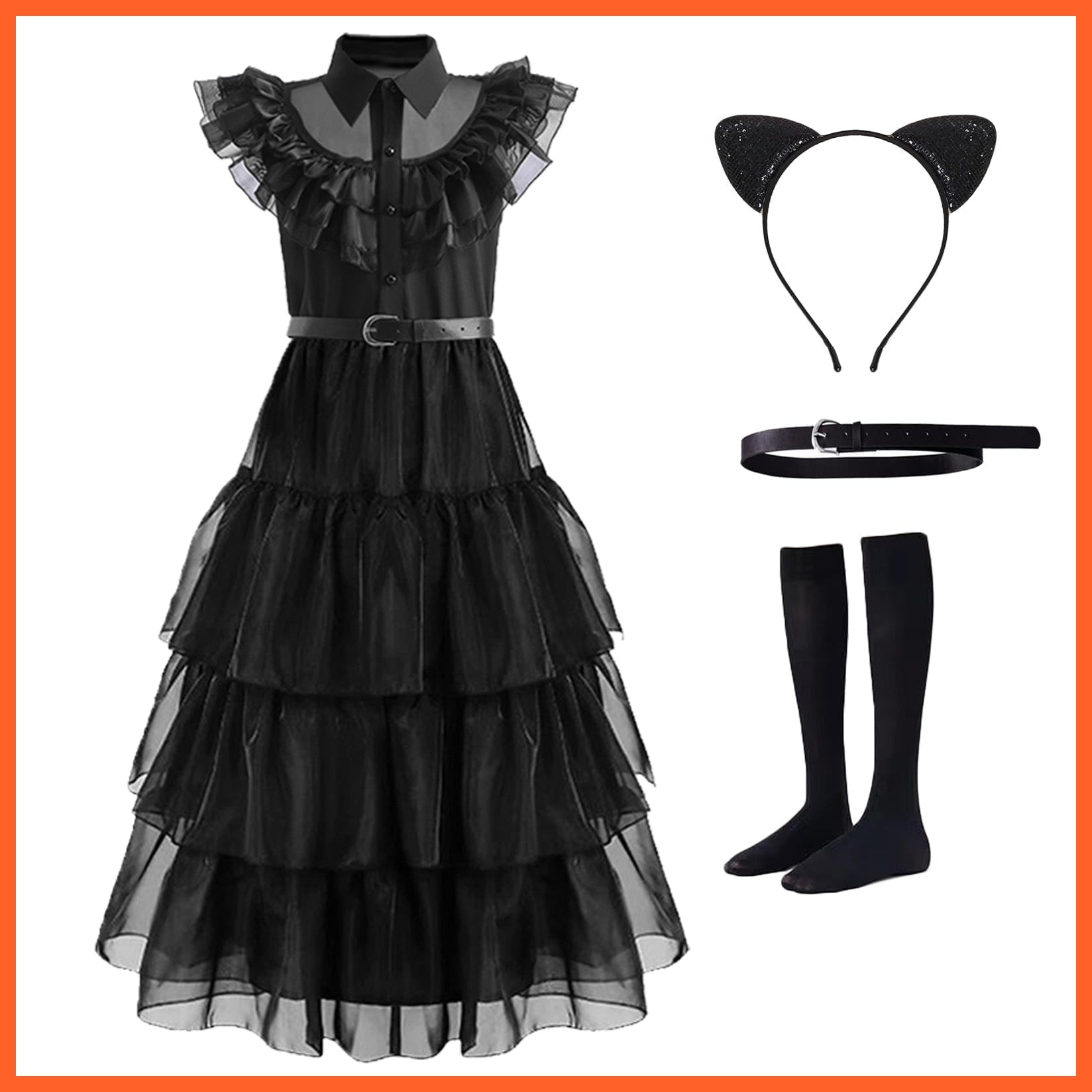 whatagift.com.au 110 5T / ZH199 Wednesday Addams Cosplay Costume For Carnival Halloween For Girl