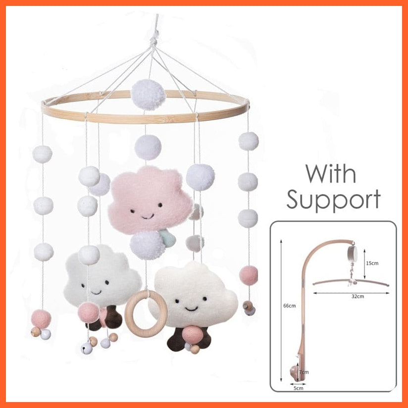 whatagift.com.au 25 Add Bracket Musical Box Cloud Cotton Carousel For baby | Make Baby Rattles Crib Wooden Mobile Toy