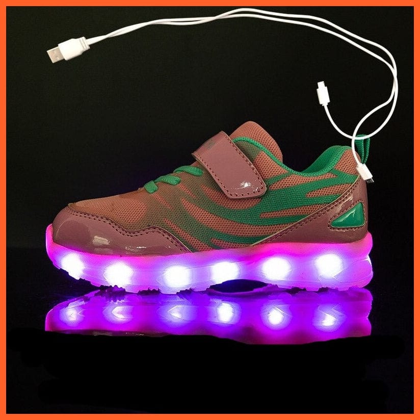 whatagift.com.au 918 Pink / 25 Insole 16CM Led Usb Recharge Luminous Shoes For Kids