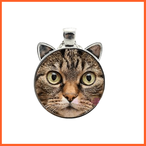 whatagift.com.au Accessories 8 Cat Necklace | Necklace For Pet Lovers Cat Pendant With Two Ears Glass Cabochon Jewellery