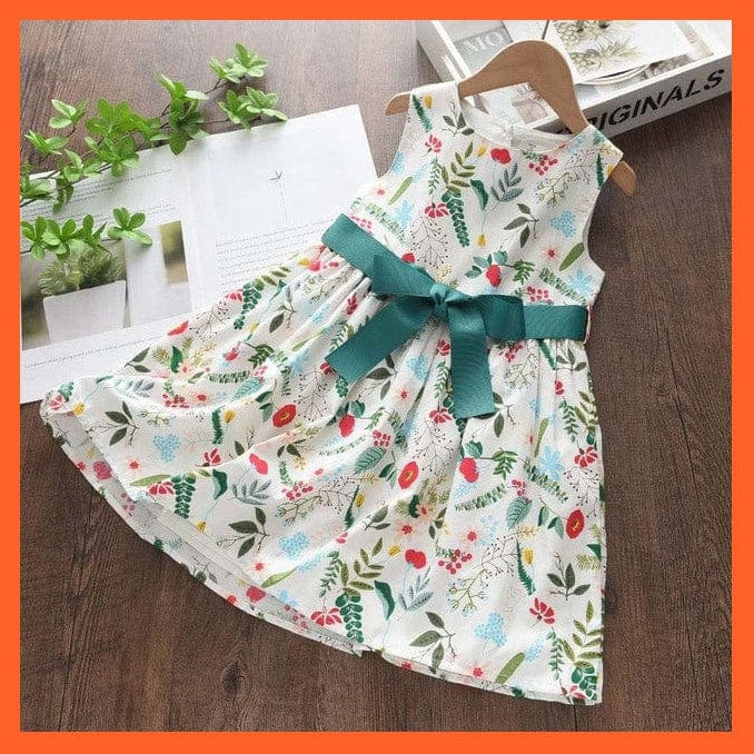 whatagift.com.au AH4412Green / 3T Floral Print Dress For Baby Girl