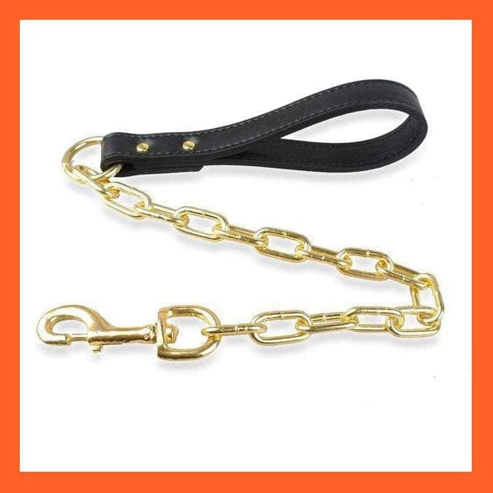 whatagift.com.au Animals & Pet Supplies Black Gold Chain / M Copy of Durable Dog Chain Leash | Walking Lead Rope Collar Harness With Leather Handle