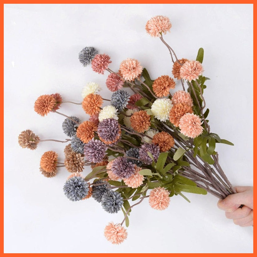 whatagift.com.au Artificial Dandelion Silk Flowers Ball 52cm Long | Fake Flower for Home Decore