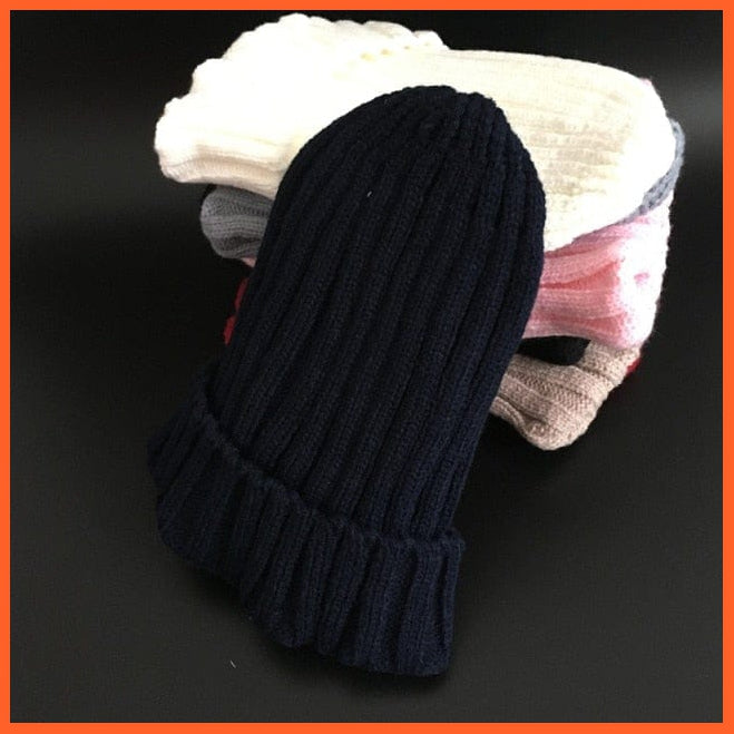 Winter Brand Kids Fur Pom Poms Hats |  Winter Hat For Women Hat Knitted Beanies Cap Hat Thick Women Skullies Beanies | whatagift.com.au.