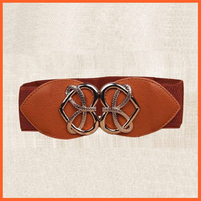 Women Elastic Wide Belt Thick Vintage Totem Print Stretch Leather Waist Belt | whatagift.com.au.