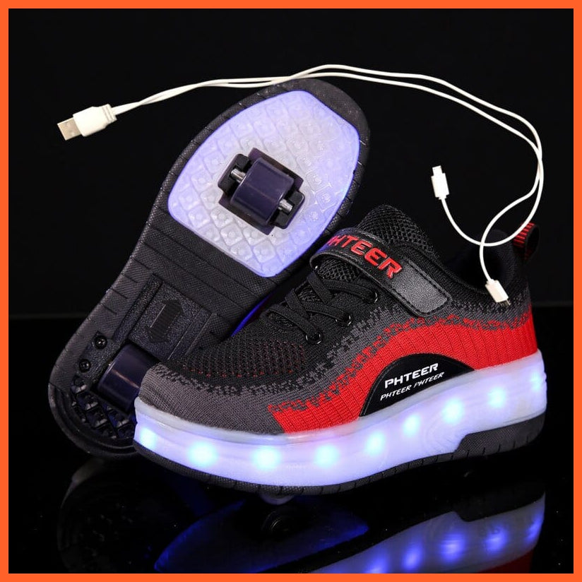 whatagift.com.au Black / 1 USB Charging LED Light Roller Skate Shoes For Children