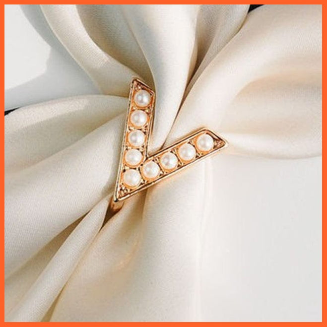 whatagift.com.au Brooches Gold 2 Letter Shape Crystal Brooch Pin | Fashion Pearl Shawl Buckle Clip Scarf