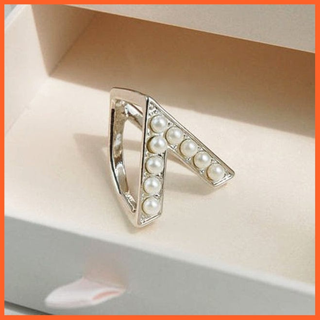 whatagift.com.au Brooches Silver Letter Shape Crystal Brooch Pin | Fashion Pearl Shawl Buckle Clip Scarf