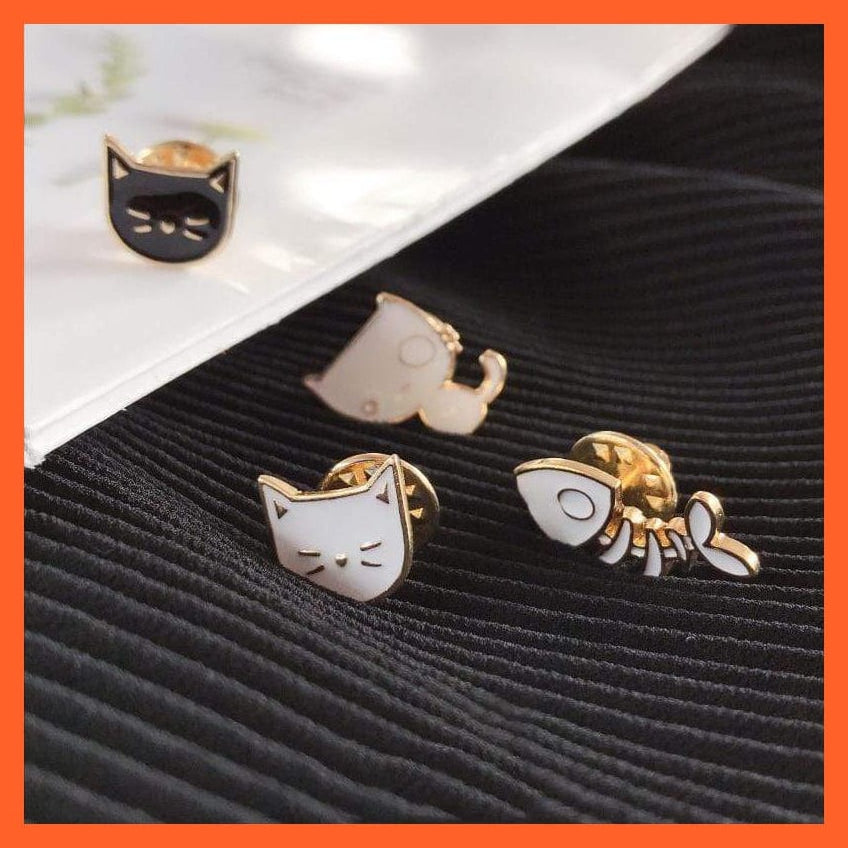 whatagift.com.au Cartoon Animal Brooches | Cool Kitten Collar Lapel Pin Bag Metal Badges