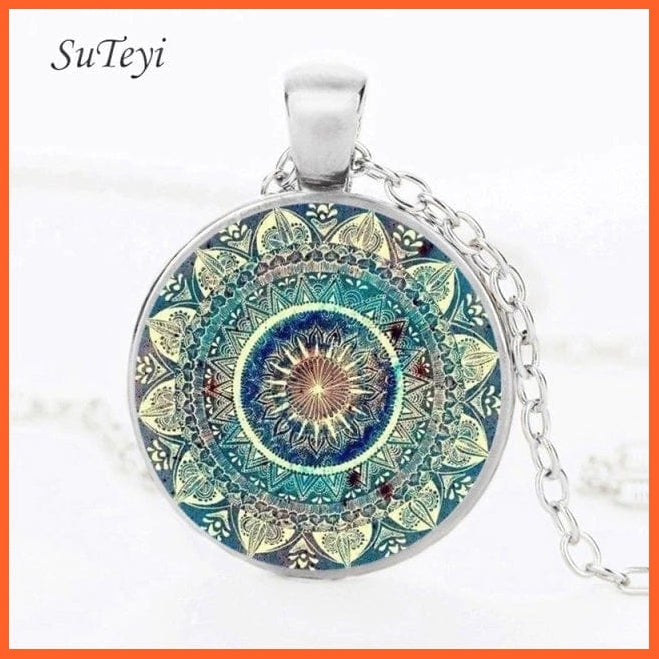 Charming Mandala Art Picture Earrings And Necklace | Om Symbol Zen Buddhism Glass Dome Rings For Women | whatagift.com.au.