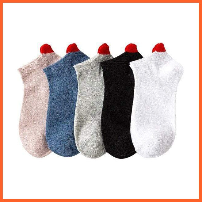 Cotton Ankle Socks - Red Heart Cute Design - 5 Pairs | whatagift.com.au.