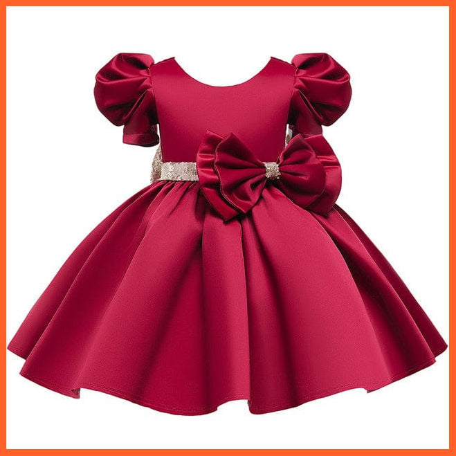 whatagift.com.au D3985WineR / 3T Embroidery Silk Princess Dress for Baby Girl