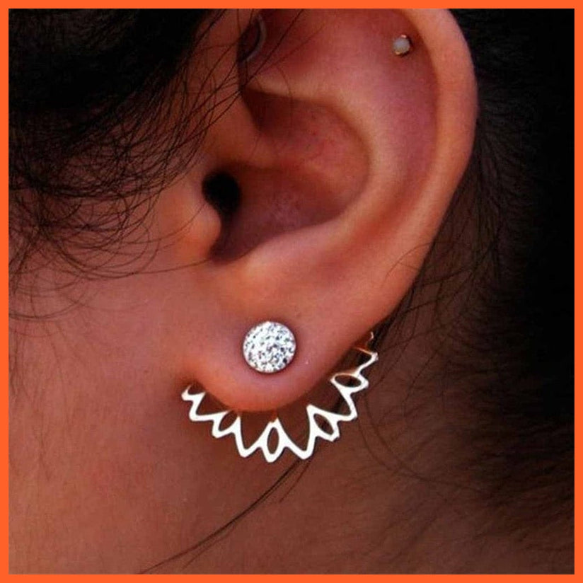 Crystal Flower Stud Earrings For Women | Fashion Jewelry Gold Sliver Simple Design Rhinestones Earring Jewellery Gifts | whatagift.com.au.