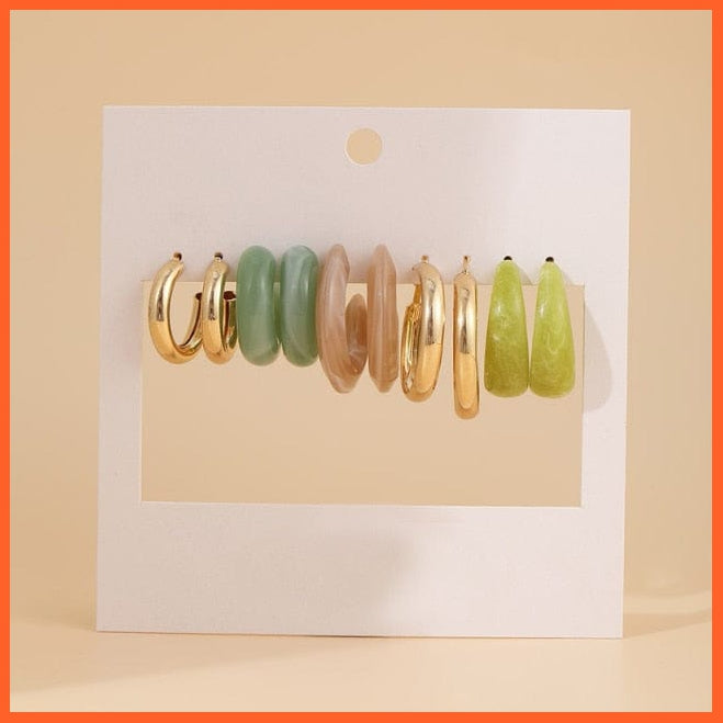 Bohemian Acrylic Hoop Earrings Set For Women | Girls Fashion Gold Metal Butterfly Chain Circle Earrings Gifts Jewellery | whatagift.com.au.