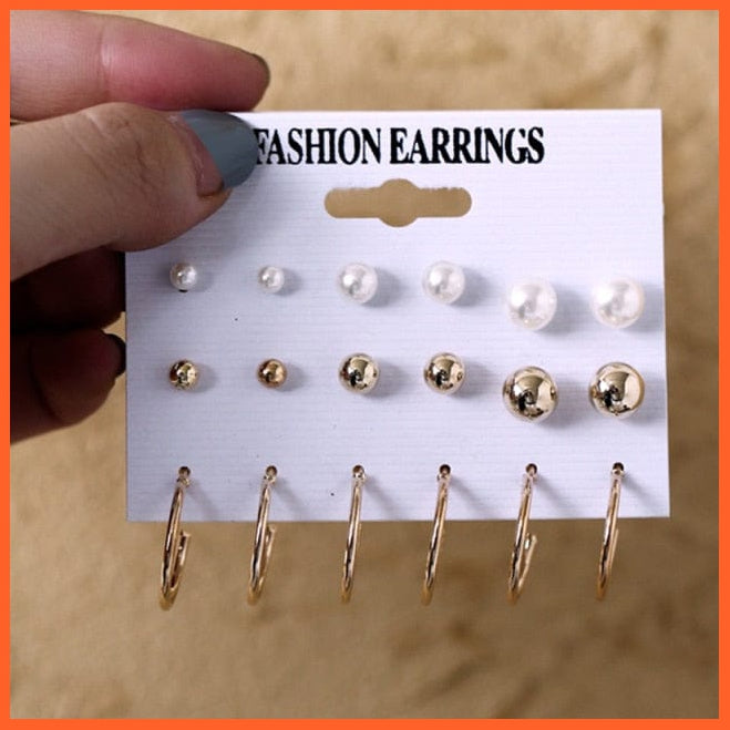 Trendy Geometric Star Heart Rhinestone Stud Earrings For Women | Fashion Silver Color Crystal Earrings Set Jewelry Gift | whatagift.com.au.