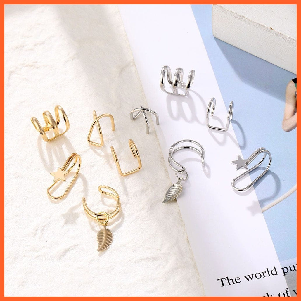 Ear Clips Jewellery Fashion Personality Metal Ear Clip Leaf Tassel Earrings For Women | whatagift.com.au.