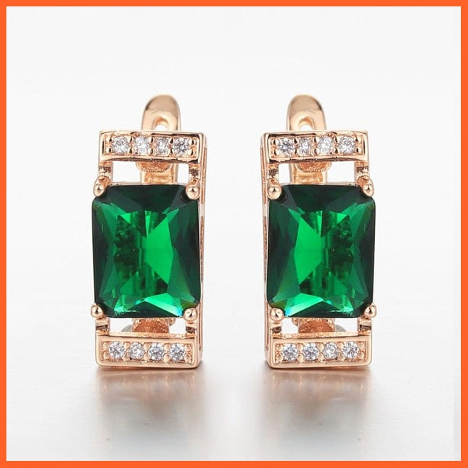 Classic Oval Green Stone 585 Rose Gold Filled Round Crystal Stud Earrings For Women | Fashion Elegant Jewellery Gift | whatagift.com.au.