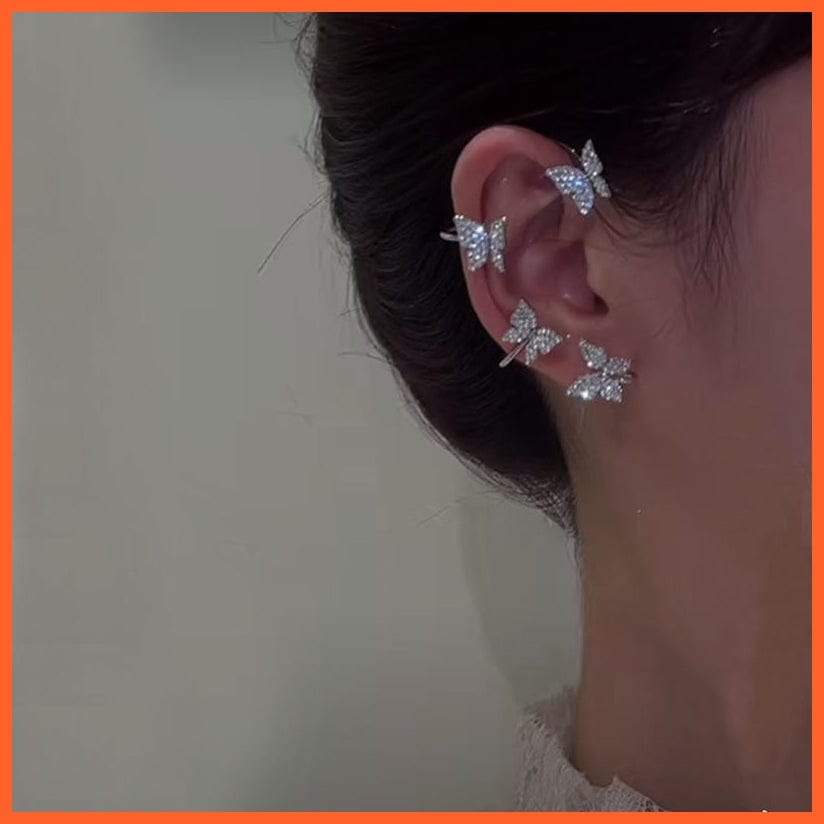 Women Luxury Shining Zircon Rhinestone Long Tassel Ear Clip | Ear Cuff Exquisite Vintage Clip Earrings Wedding Party Jewellery Gifts | whatagift.com.au.