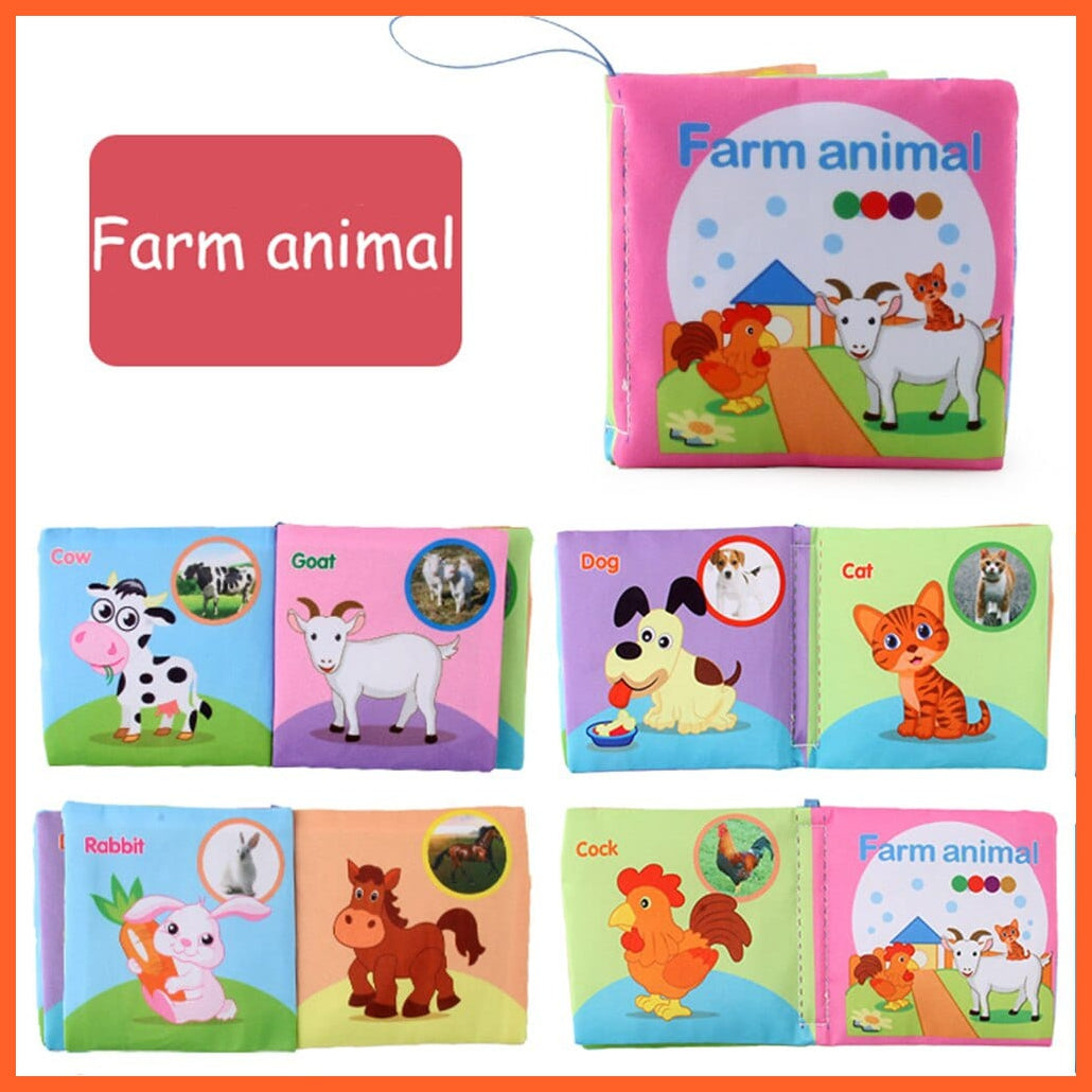 whatagift.com.au Farm animal New Born Washable Fabric Learning Book