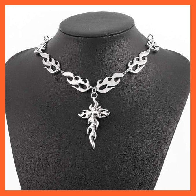 whatagift.com.au Flame Alloy Copy of Silver Coated Pendant & Necklace With Gross Written