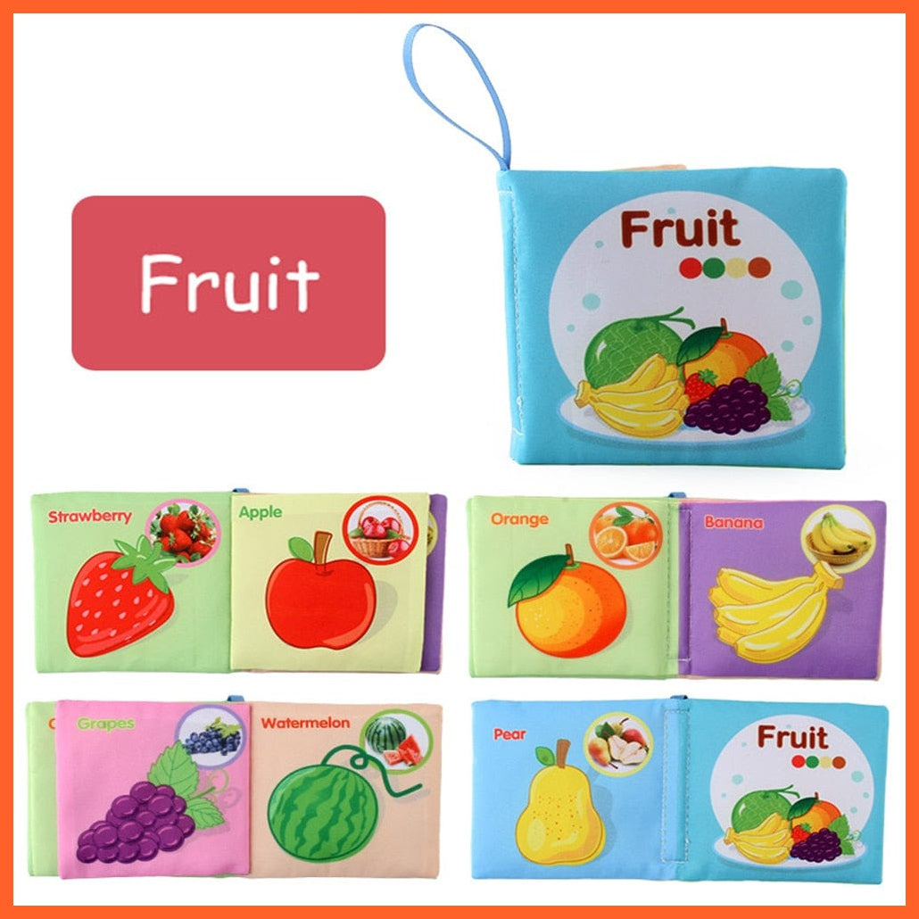 whatagift.com.au Fruit New Born Washable Fabric Learning Book