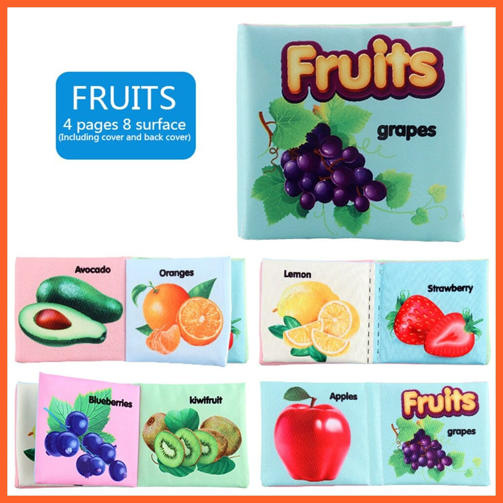 whatagift.com.au Fruits New Born Washable Fabric Learning Book