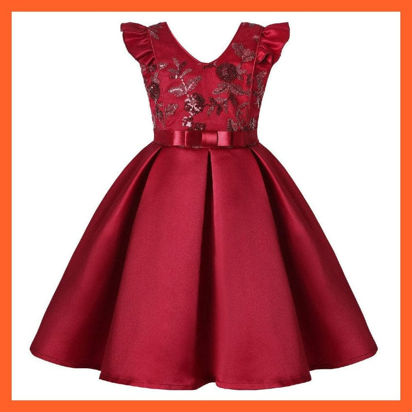 whatagift.com.au Girl Flower Sequins Dress For Princess Party