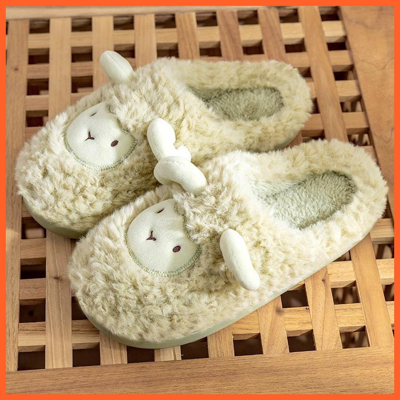 whatagift.com.au green sheep / 6-6.5(CN36-37) New Autumn Winter Women Men Bottom Soft insole Slippers | Warm Non-slip Slides Comfortable Footwear