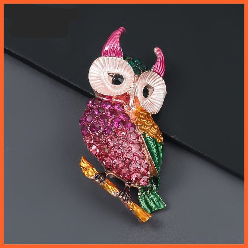 whatagift.uk Inlaid Rhinestone Owl Brooch