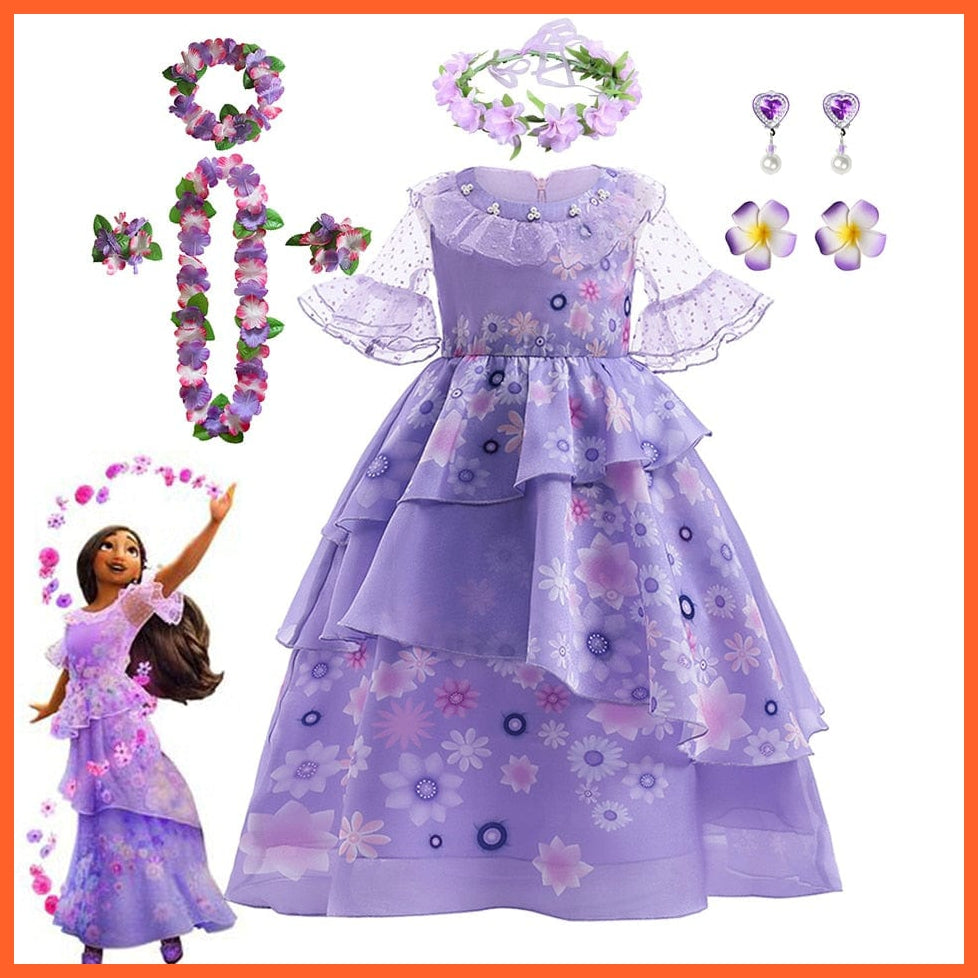 whatagift.com.au Kids Dresses Isabella dress set / 2-3T (tag 100) Encanto Girls Dolores Costume | Mirabel Cosplay Princess Dress Up Clothes