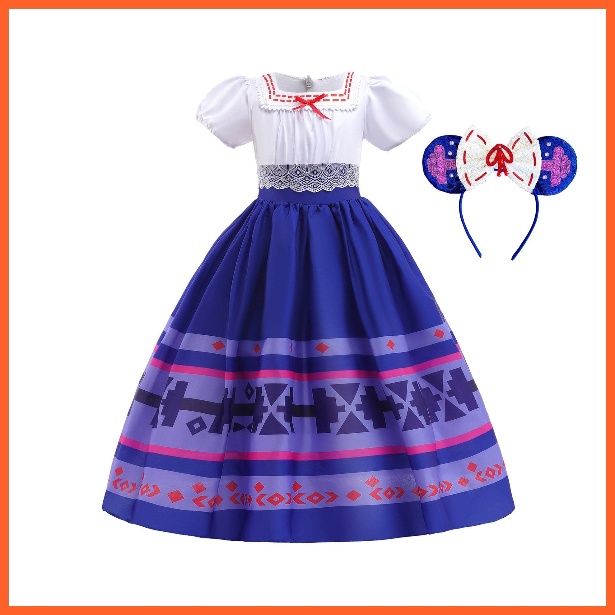 whatagift.com.au Kids Dresses Louisa dress set A / 2-3T (tag 100) Encanto Girls Dolores Costume | Mirabel Cosplay Princess Dress Up Clothes