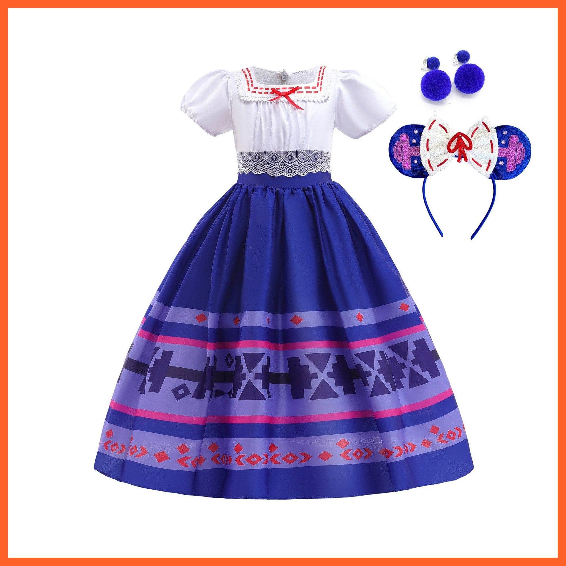 whatagift.com.au Kids Dresses Louisa dress set B / 2-3T (tag 100) Encanto Girls Dolores Costume | Mirabel Cosplay Princess Dress Up Clothes