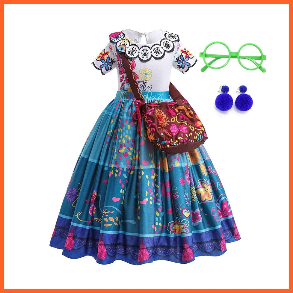 whatagift.com.au Kids Dresses Mirabel dess set / 2-3T (tag 100) Encanto Girls Dolores Costume | Mirabel Cosplay Princess Dress Up Clothes