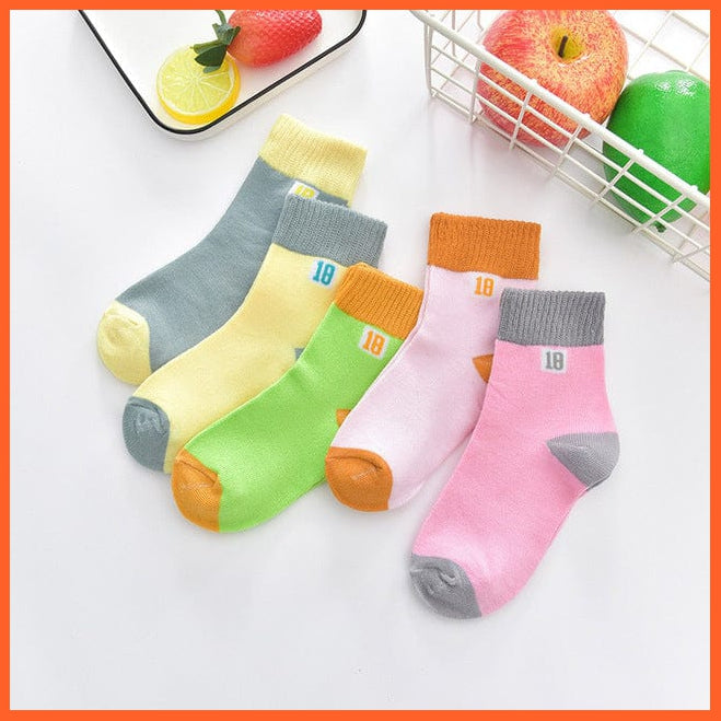 whatagift.com.au kids socks 18 girl / 9-12years 10pcs/5pairs Children Girls Boys Unisex Cotton Stripe Infant Socks