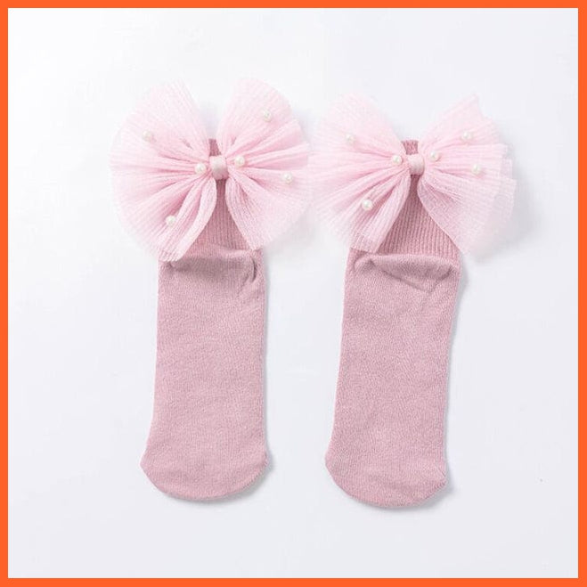 whatagift.com.au kids socks Copy of New Baby Toddlers Infant Cotton Ankle Socks With Bow Beading Princess Cute Socks