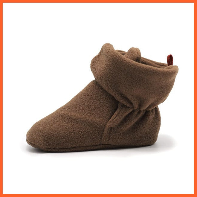 whatagift.com.au kids socks Deep Brown / 13-18 Months Unisex Baby Newborn Coral Fleece Winter Warm Infant Toddler Crib Shoes