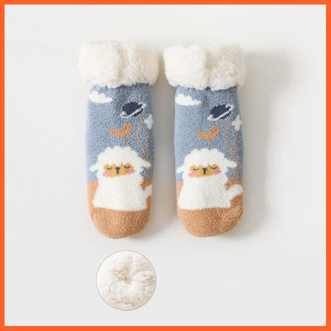 whatagift.com.au kids socks Grey / 2-4Years(M) Winter Newborn Baby Cartoon  Socks |  Thermal Cotton Warm Non-Slip Socks