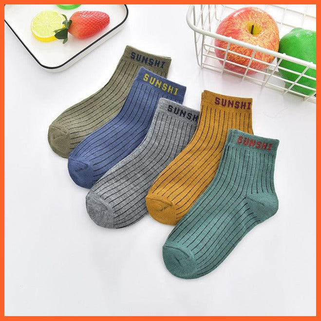 whatagift.com.au kids socks letters / 3-5years 10pcs/5pairs Children Girls Boys Unisex Cotton Stripe Infant Socks