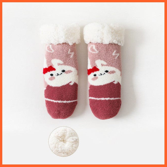 whatagift.com.au kids socks Pink / 0-2Years(S) Winter Newborn Baby Cartoon  Socks |  Thermal Cotton Warm Non-Slip Socks
