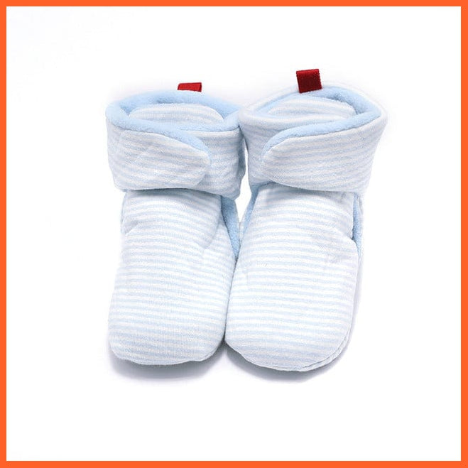 whatagift.com.au kids socks Striped Blue / 13-18 Months Unisex Baby Newborn Coral Fleece Winter Warm Infant Toddler Crib Shoes