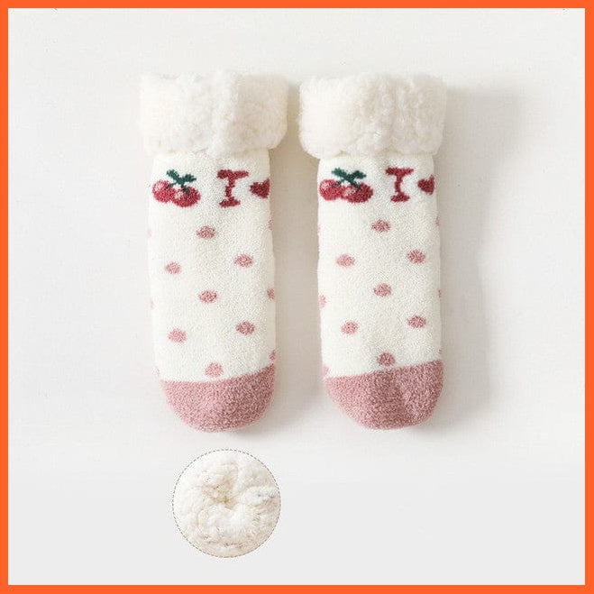 whatagift.com.au kids socks White / 0-2Years(S) Winter Newborn Baby Cartoon  Socks |  Thermal Cotton Warm Non-Slip Socks